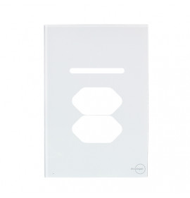 Placa p/ 1 Interruptor + Tomada Dupla 4x2 - Novara Glass Branco